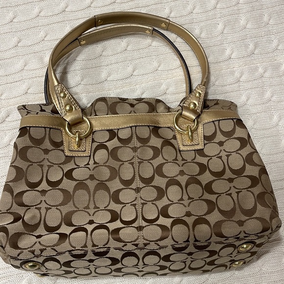 Coach Purse Signature Print/Gold - Picture 2 of 8